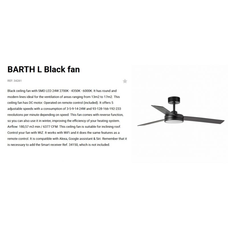 Lustra cu Ventilator si telecomanda BARTH L LED negru