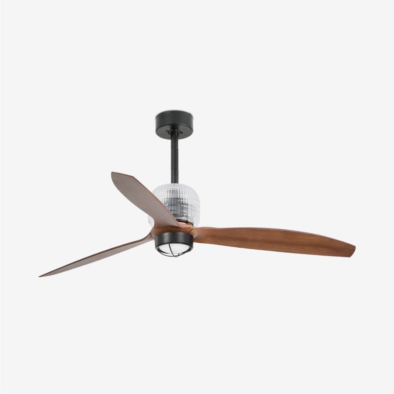 Lustra cu Ventilator si telecomanda DECO FAN M LED negru/maro