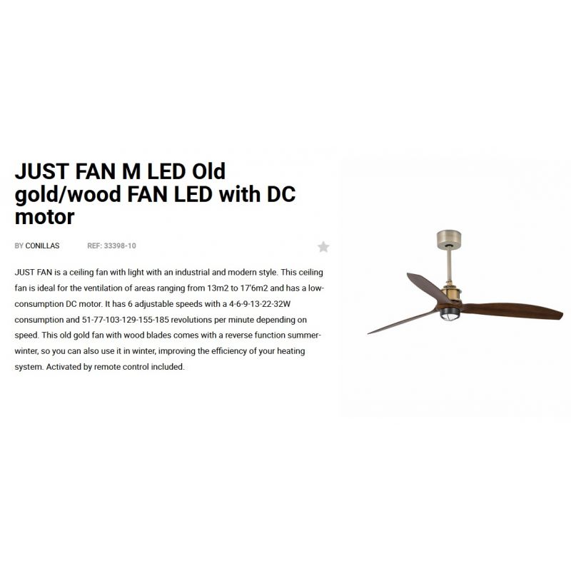 Lustra cu Ventilator si telecomanda JUST FAN M LED auriu/maro