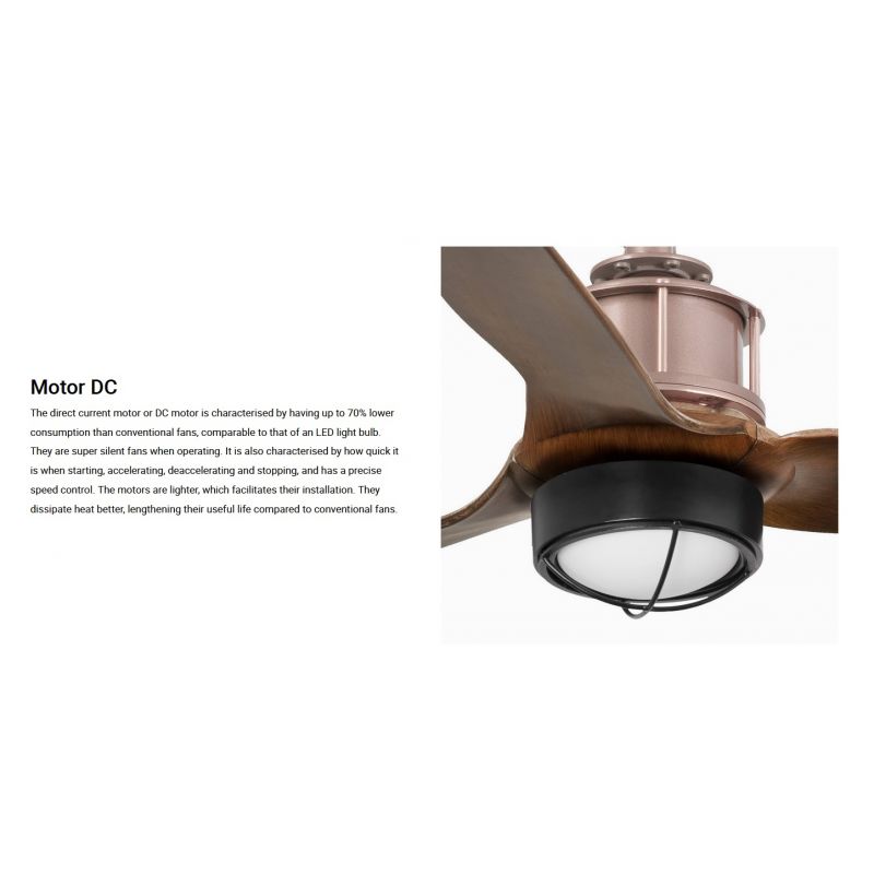 Lustra cu Ventilator si telecomanda JUST FAN XS LED cupru/maro