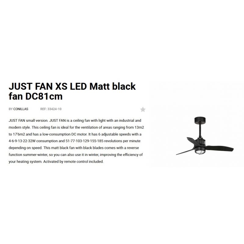 Lustra cu Ventilator si telecomanda JUST FAN XS LED negru