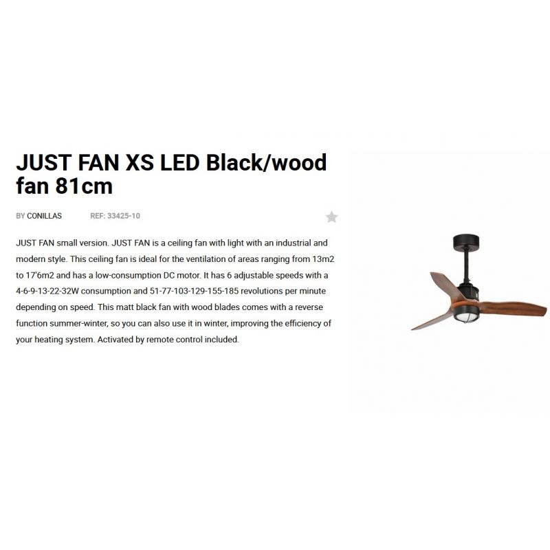 Lustra cu Ventilator si telecomanda JUST FAN XS LED negru/maro