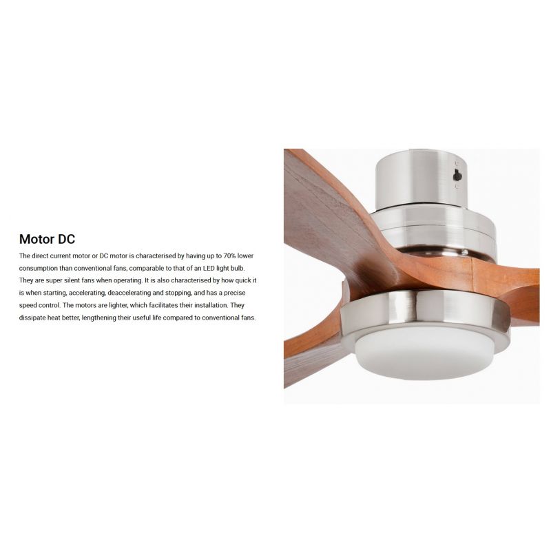 Lustra cu Ventilator si telecomanda LANTAU L LED nickel/ lemn maro