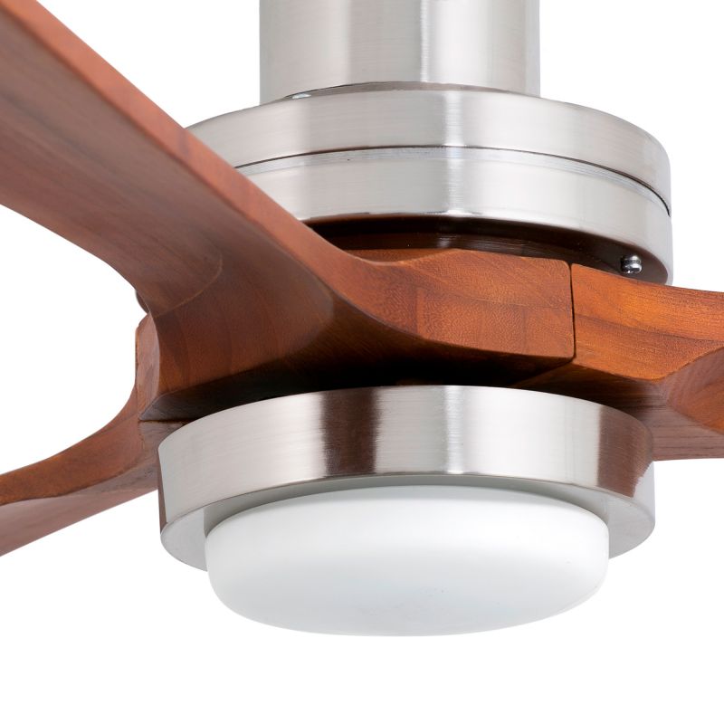 Lustra cu Ventilator si telecomanda LANTAU L LED nickel/ lemn maro