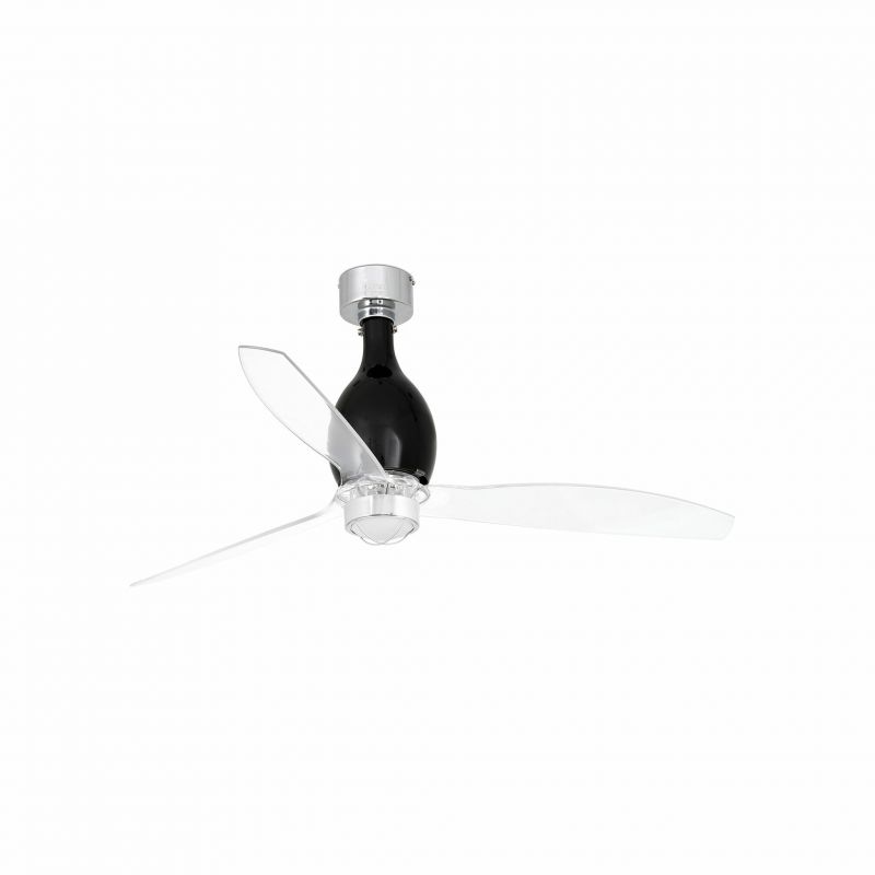 Lustra cu Ventilator si telecomanda MINI ETERFAN M negru mat/transparent