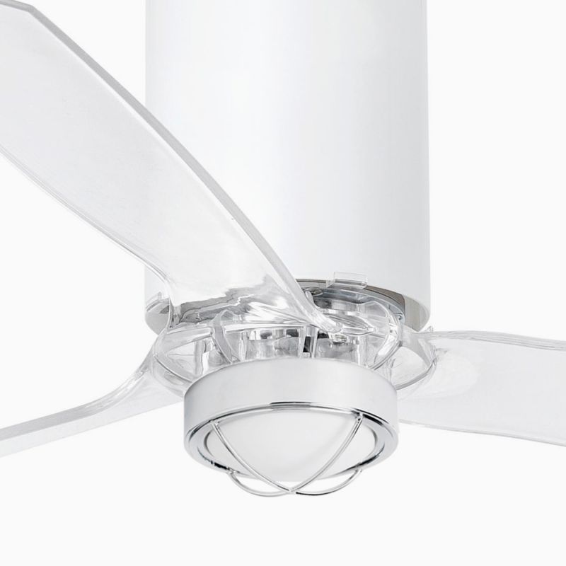 Lustra cu Ventilator si telecomanda MINI TUBE M LED alb mat/transparent