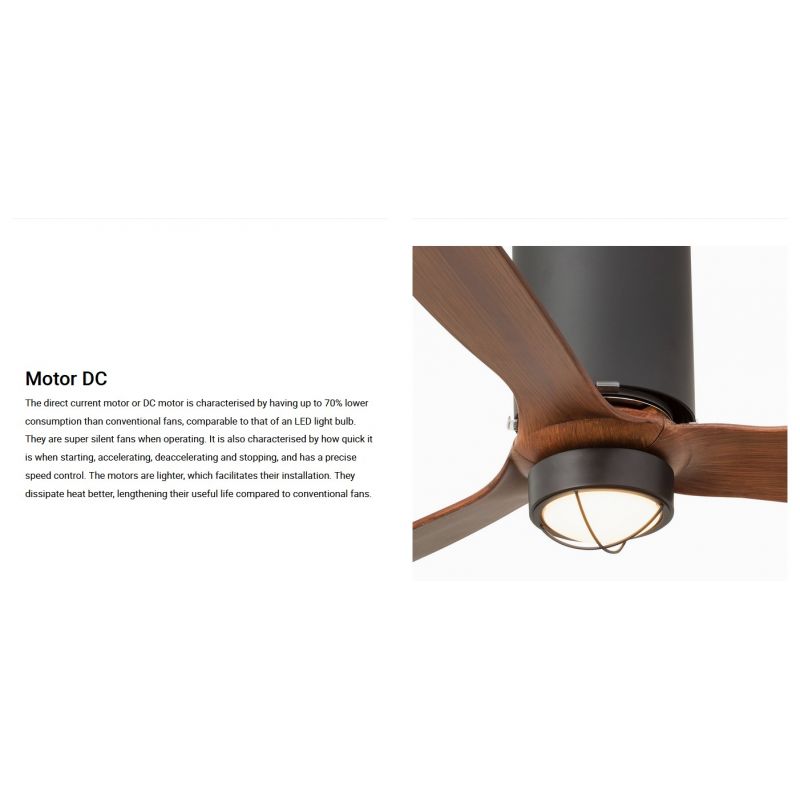 Lustra cu Ventilator si telecomanda MINI TUBE M LED negru mat/maro