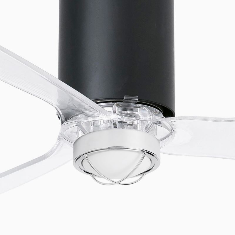 Lustra cu Ventilator si telecomanda MINI TUBE M LED negru mat/transparent