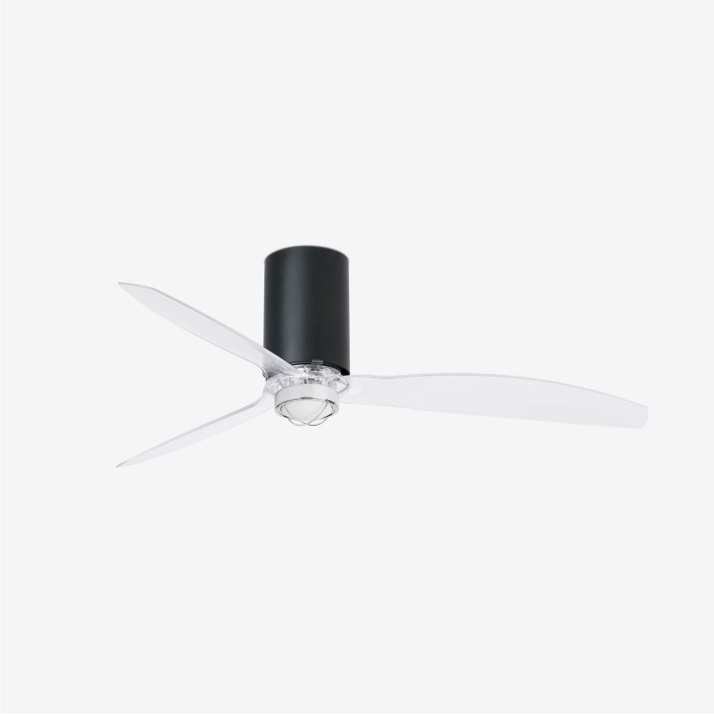 Lustra cu Ventilator si telecomanda MINI TUBE M LED negru mat/transparent