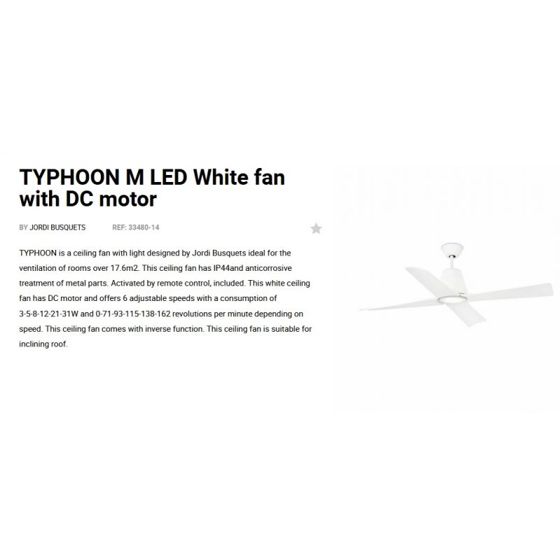 Lustra cu Ventilator si telecomanda pentru exterior TYPHOON M LED alb