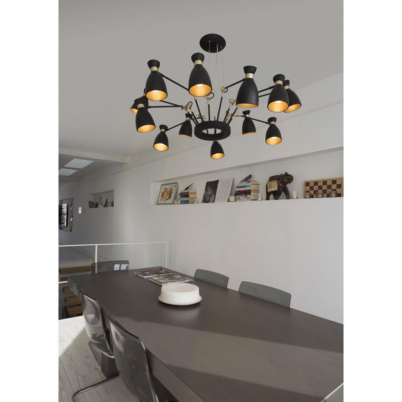 Lustra design Retro black and gold satin 12L