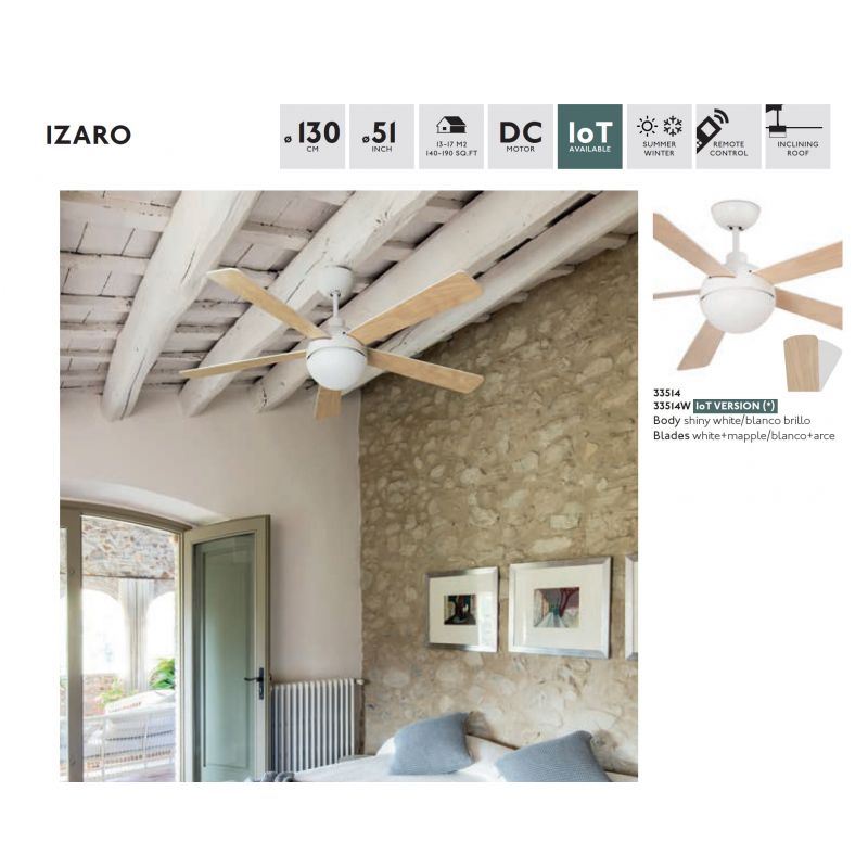 Lustra LED cu Ventilator si telecomanda design modern IZARO alb