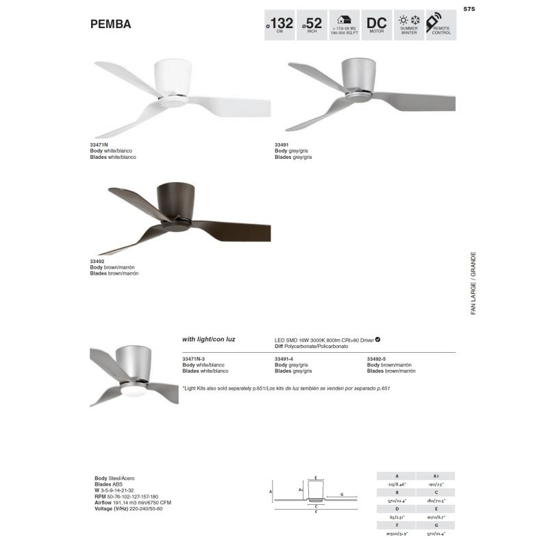 Lustra LED cu Ventilator si telecomanda design modern PEMBA alb