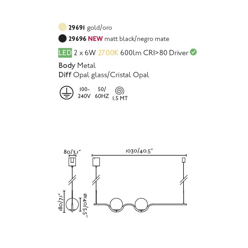 Lustra LED suspendata design modern LE VITA LED Black