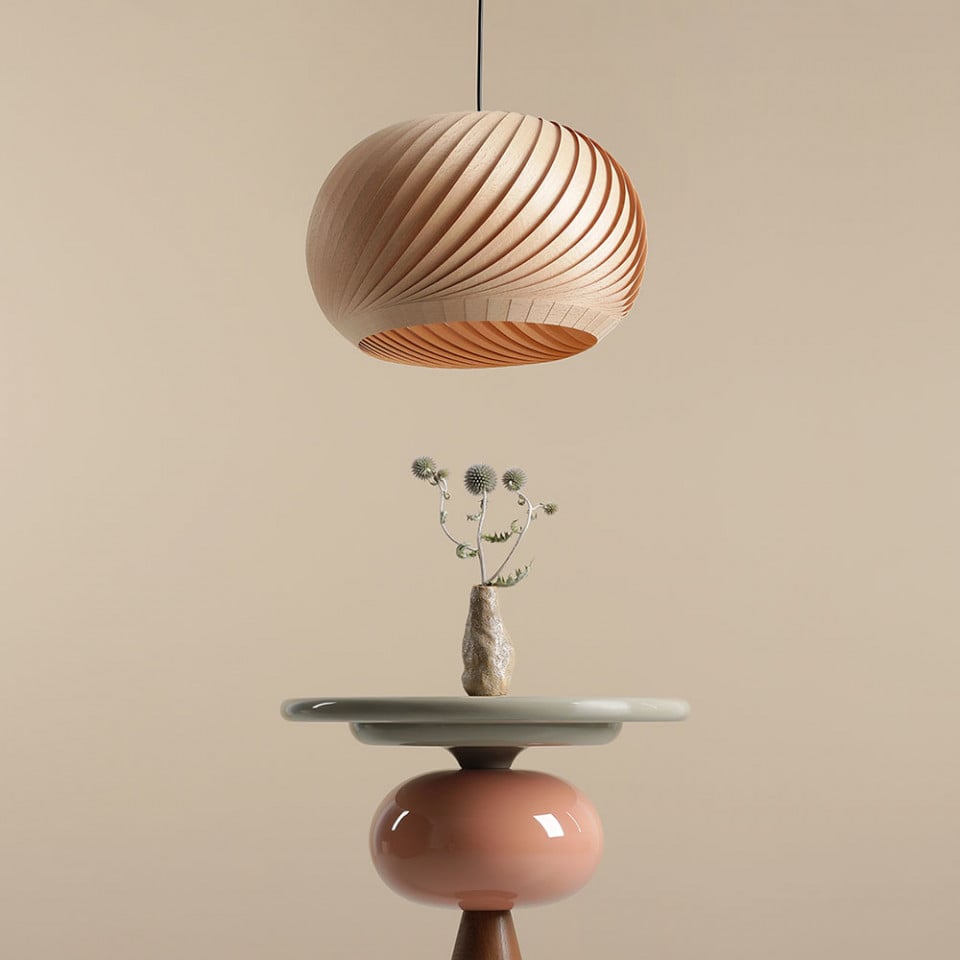 Lustra maro inchis din lemn Spiral M Aldex