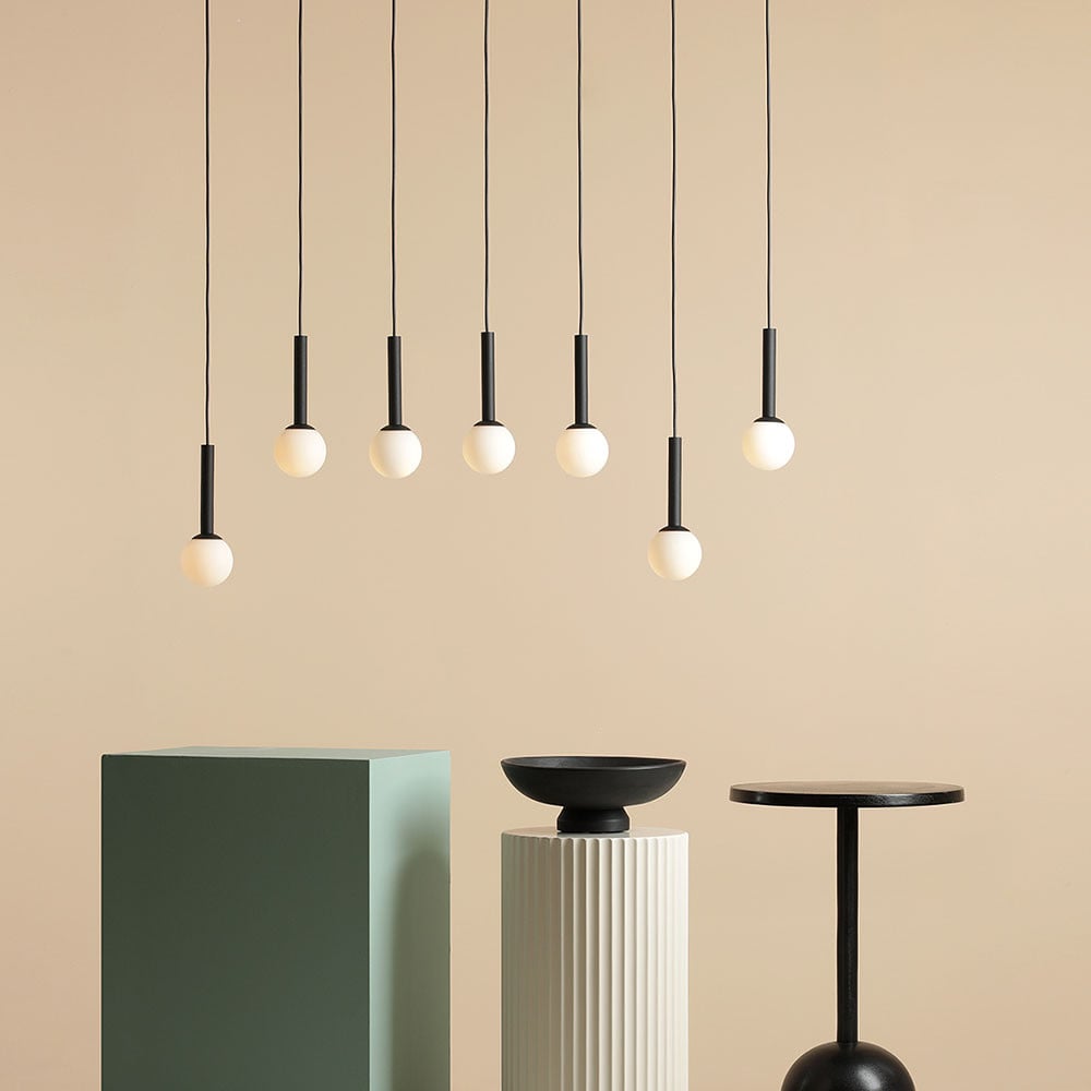 Lustra neagra/alba din metal cu 7 becuri Riu Line Aldex