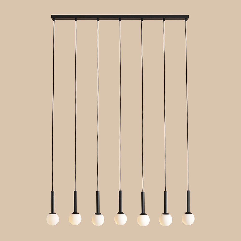 Lustra neagra/alba din metal cu 7 becuri Riu Line Aldex