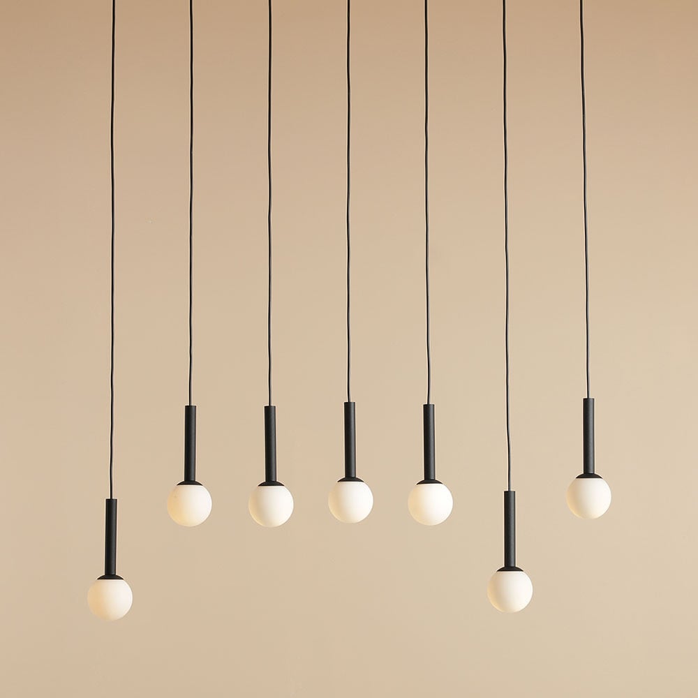Lustra neagra/alba din metal cu 7 becuri Riu Line Aldex