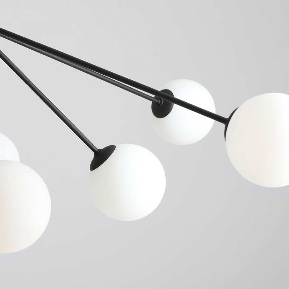 Lustra neagra/alba din sticla cu 10 becuri Holm Aldex