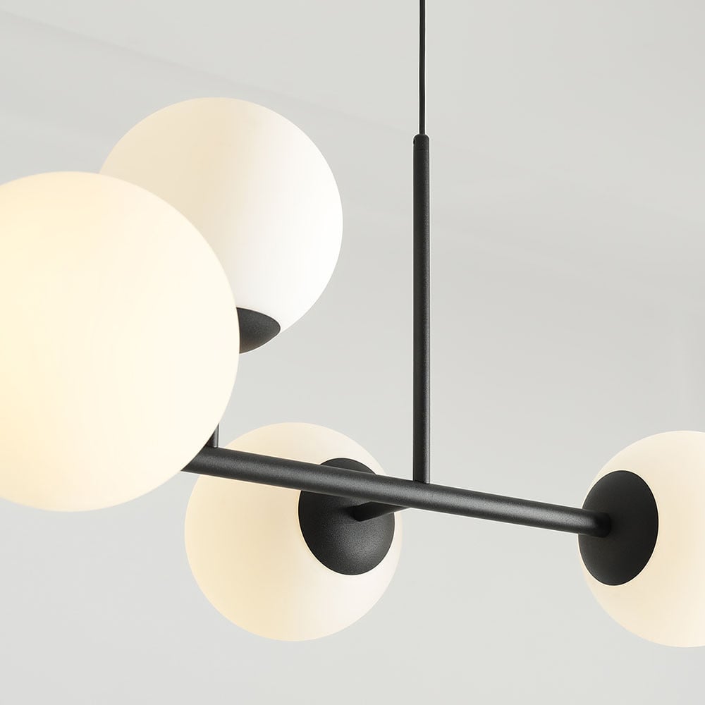 Lustra neagra/alba din sticla cu 6 becuri Fin Aldex