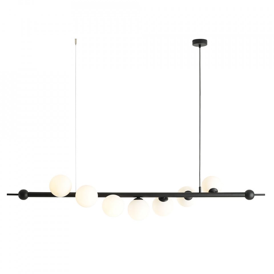 Lustra neagra/alba din sticla cu 7 becuri Wave Aldex