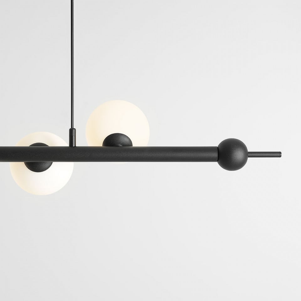 Lustra neagra/alba din sticla cu 7 becuri Wave Aldex