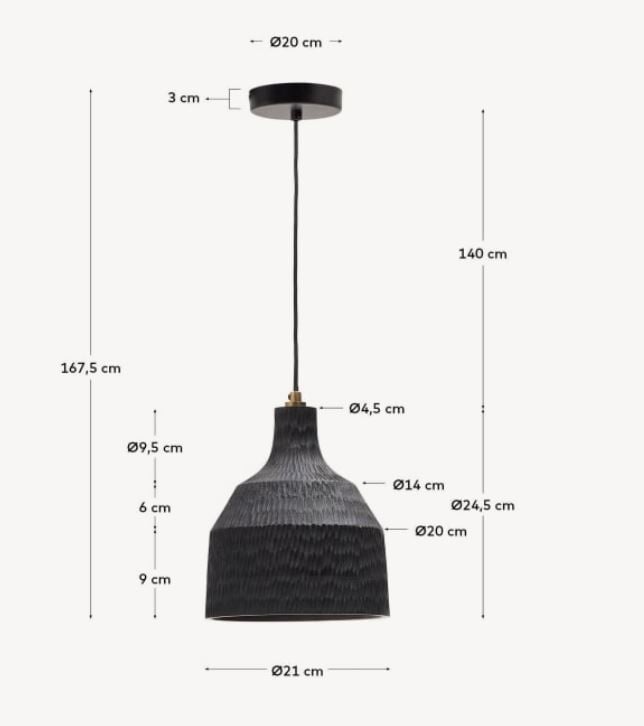 Lustra neagra din lemn Amire Kave Home