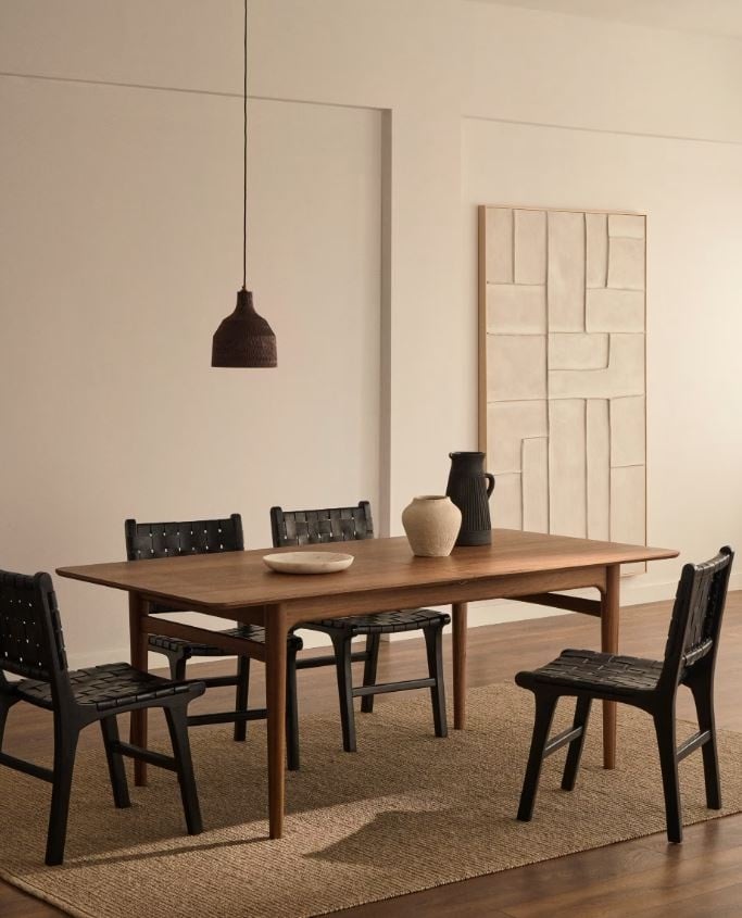 Lustra neagra din lemn Amire Kave Home
