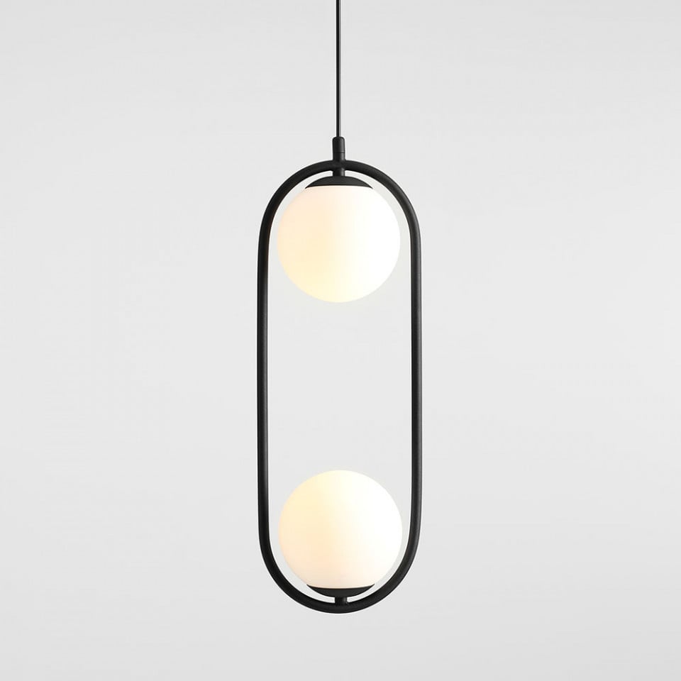 Lustra neagra din metal cu 2 becuri Riva Aldex