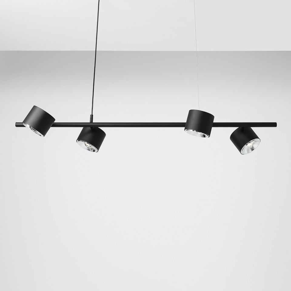 Lustra neagra din metal cu 4 becuri Bot Aldex
