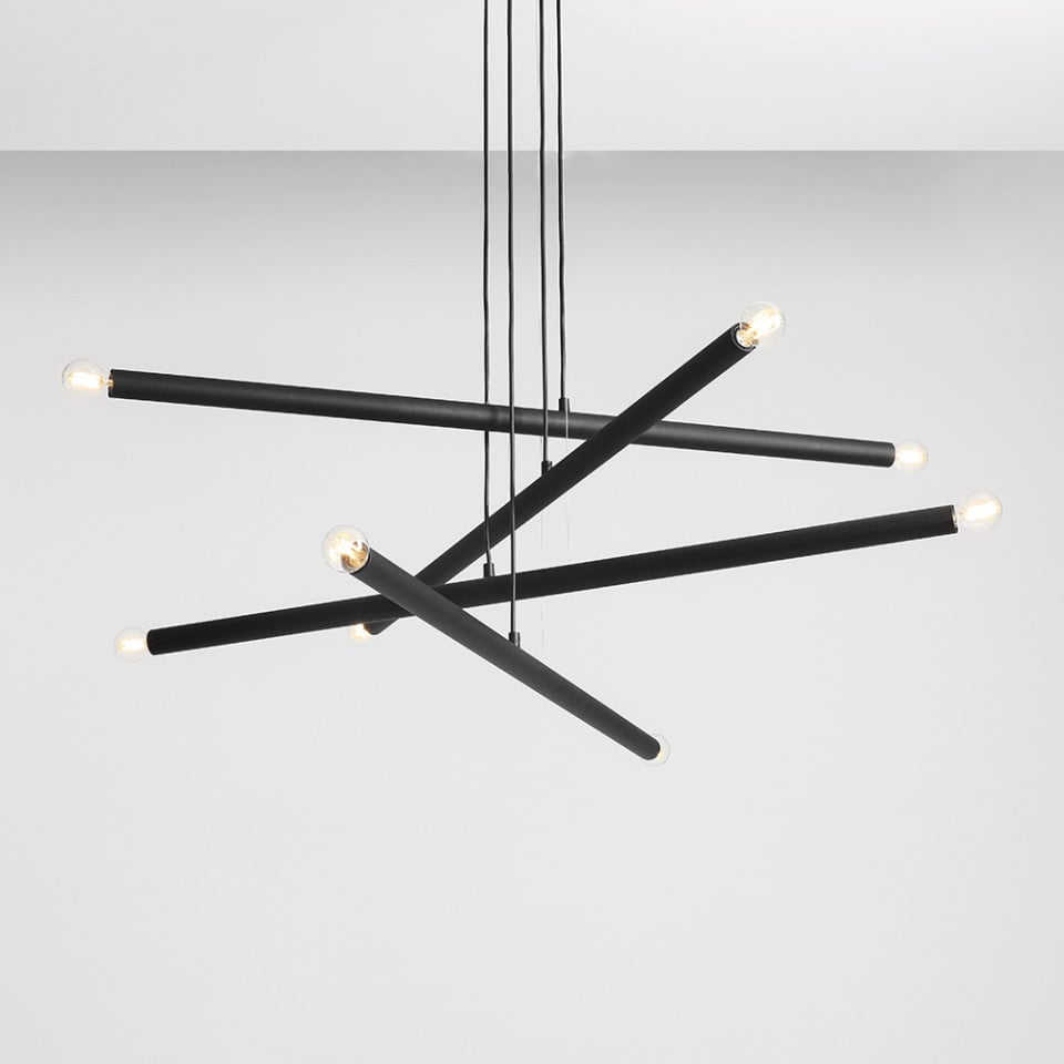 Lustra neagra din metal cu 8 becuri Tubo Aldex