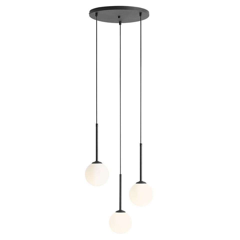 Lustra neagra din sticla cu 3 becuri Bosso Ring Aldex