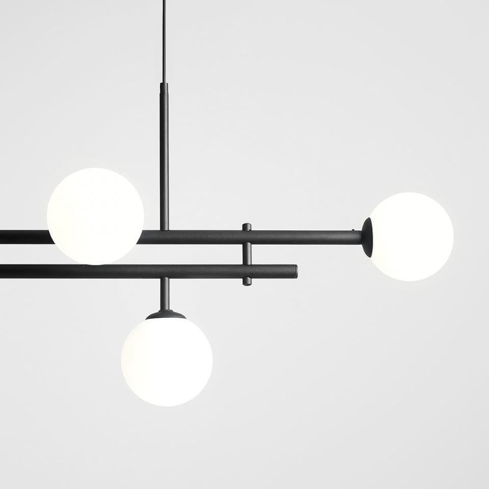 Lustra neagra din sticla cu 6 becuri Harmony Aldex