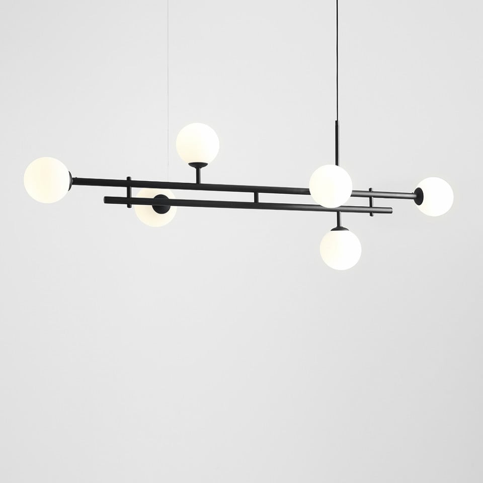 Lustra neagra din sticla cu 6 becuri Harmony Aldex