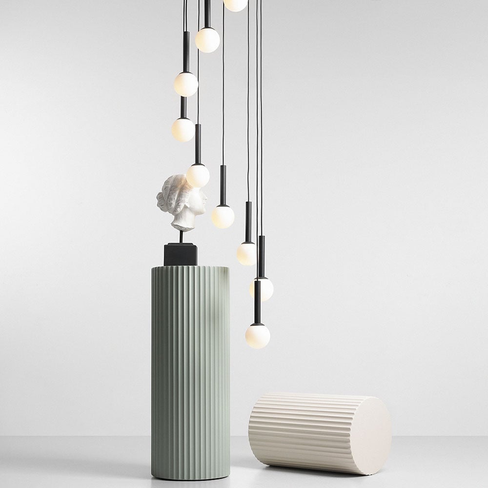 Lustra neagra din sticla cu 9 becuri Riu Aldex