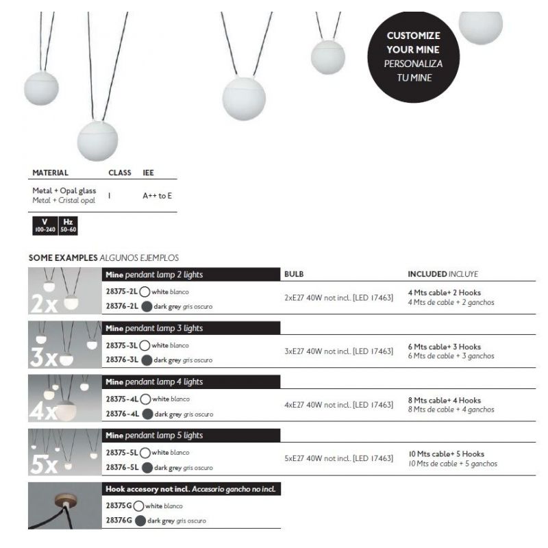 Lustra / Pendul MINE SPACE II White
