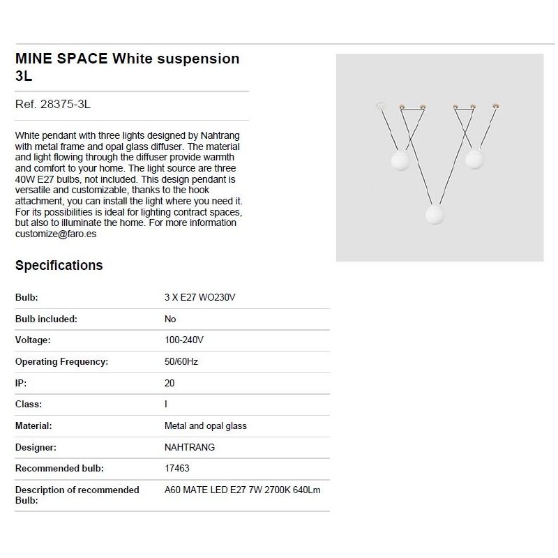 Lustra / Pendul MINE SPACE III White