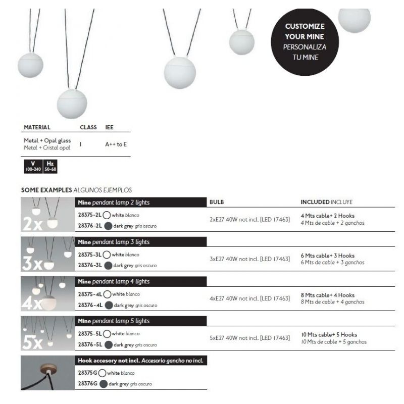 Lustra / Pendul MINE SPACE III White