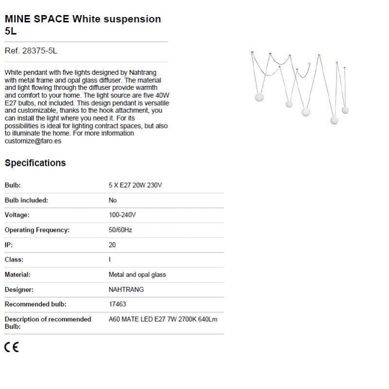 Lustra / Pendul MINE SPACE V White