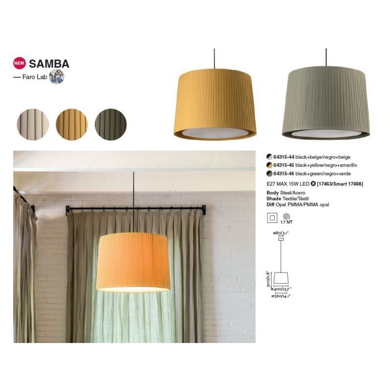 Lustra / Pendul modern design elegant SAMBA ø40cm galben