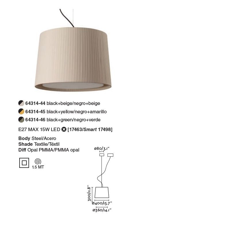 Lustra / Pendul modern design elegant SAMBA ø45cm bej
