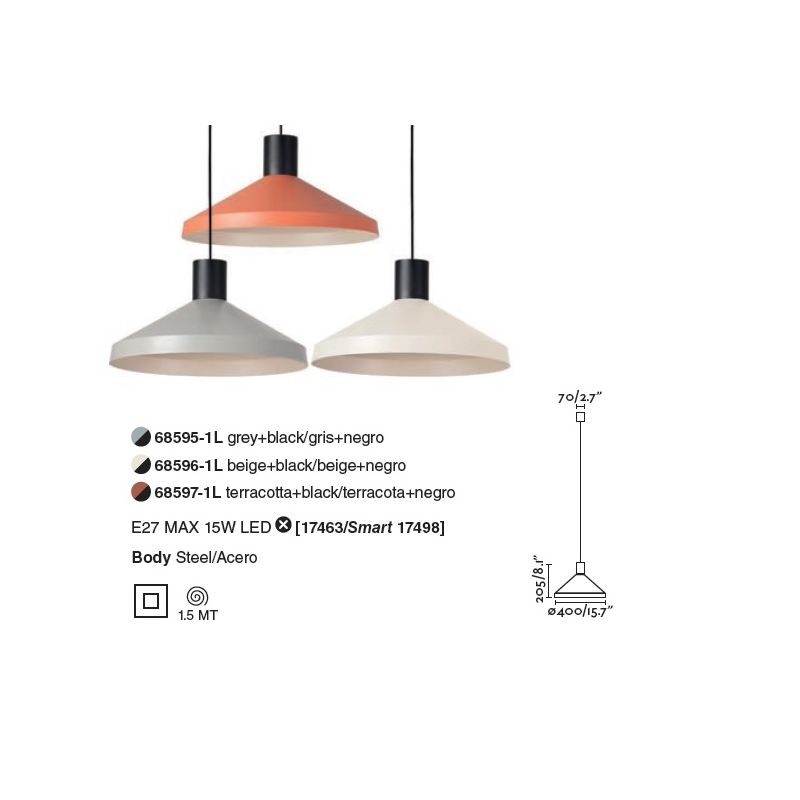 Lustra / Pendul modern design minimalist KOMBO gri Ø40cm