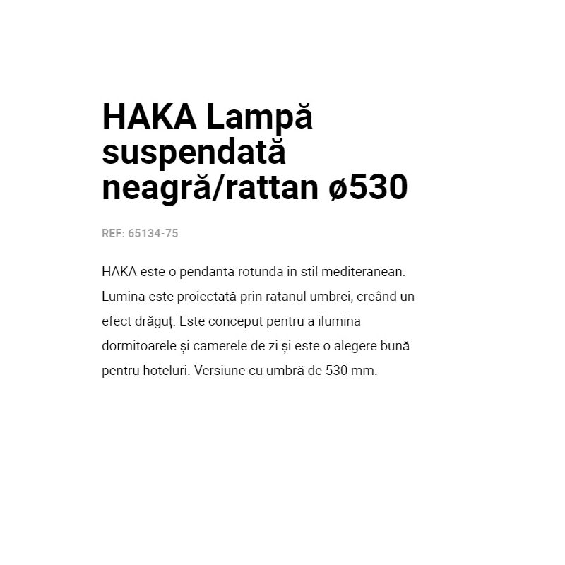 Lustra / Pendul suspendat design natural din ratan HAKA 53cm