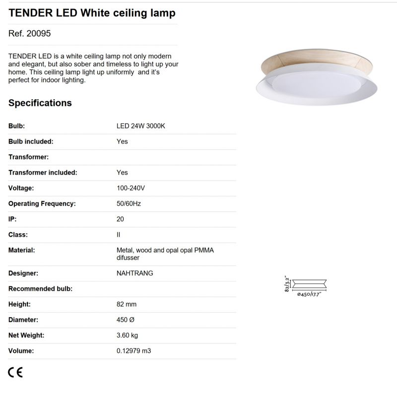 Lustra / Plafoniera LED design modern Ø45cm TENDER alba