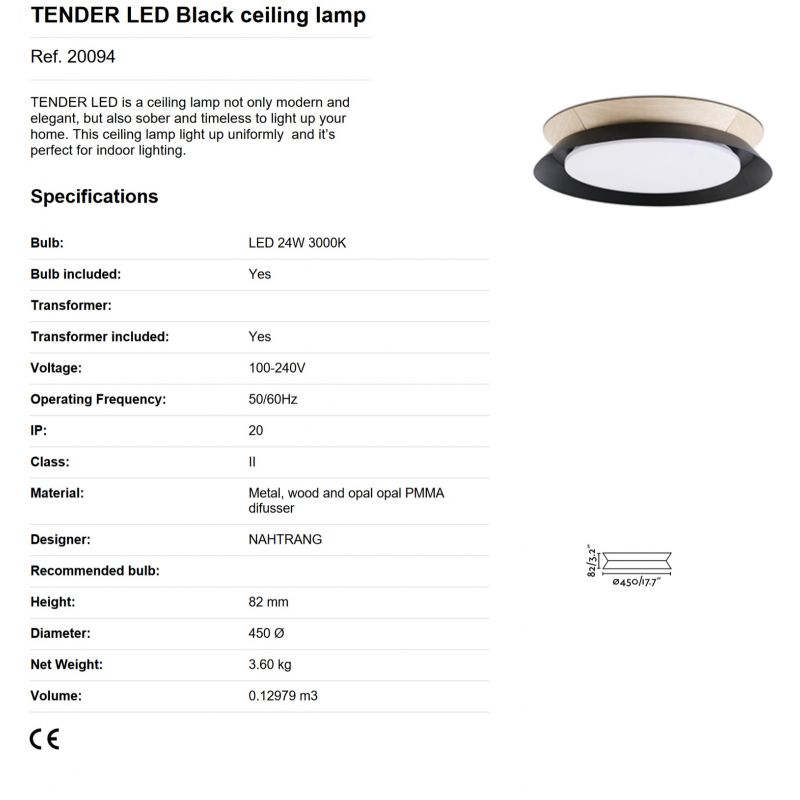 Lustra / Plafoniera LED design modern Ø45cm TENDER neagra