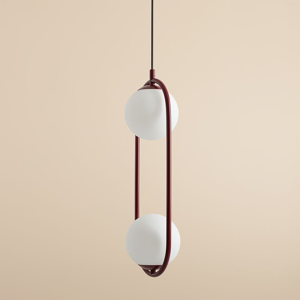 Lustra rosie din metal cu 2 becuri Riva Aldex