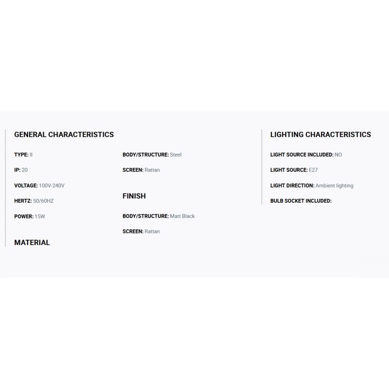 Lustra suspendata cu 3 pendule design natural MAMBO ø32cm negru/ratan