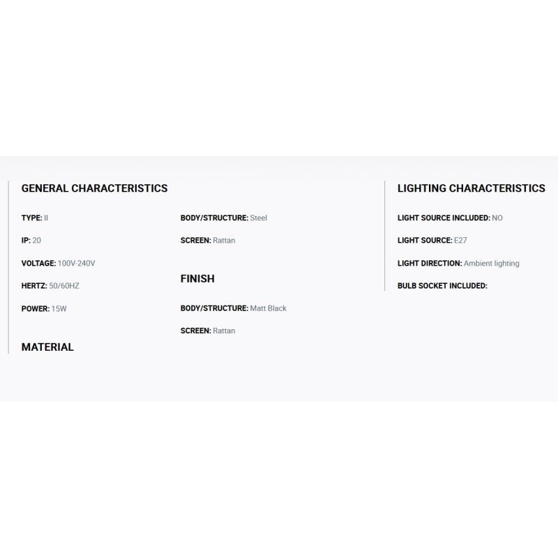 Lustra suspendata cu 7 pendule design natural MAMBO ø21cm negru/ratan