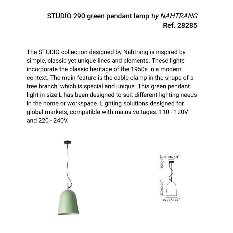 Lustra suspendata design modern Studio 290 verde