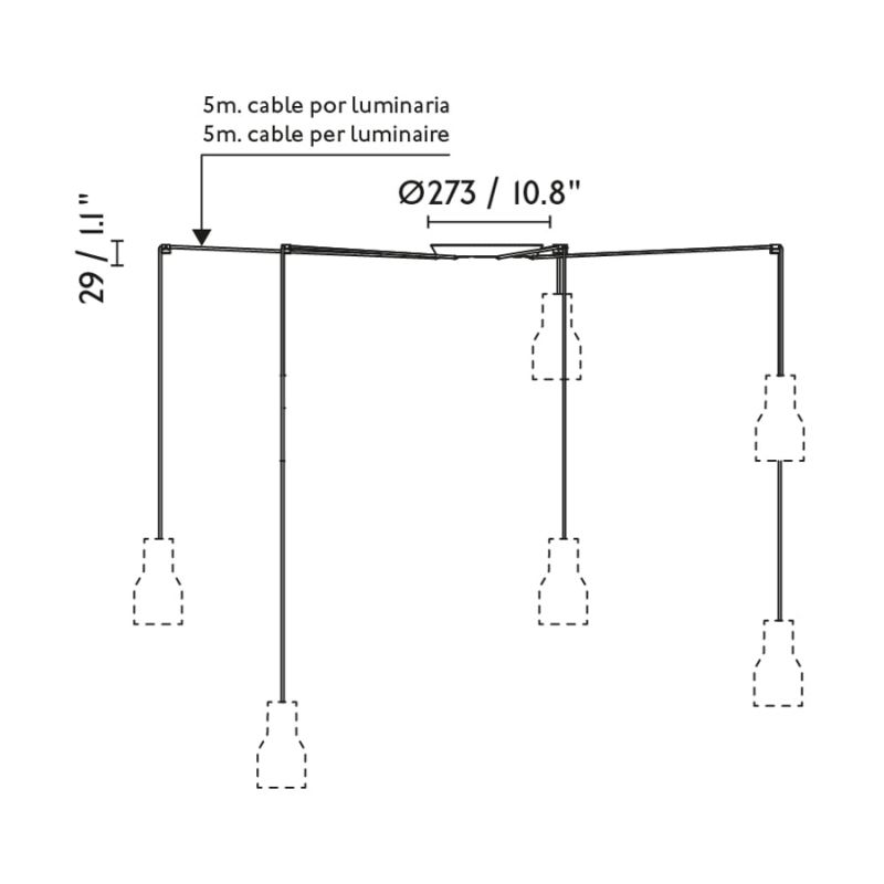 Lustra suspendata design modern TATAWIN M 5L, alb